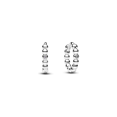 Boucles d'oreilles créoles Pandora Signature Perlées en argent et oxyde de zirconium