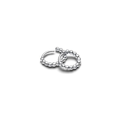 Boucles d'oreilles créoles Pandora Signature Perlées en argent et oxyde de zirconium