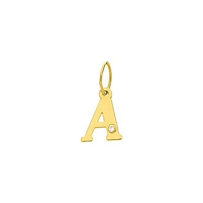 Pendentif initiale lettre A en or jaune et diamant 0.01ct