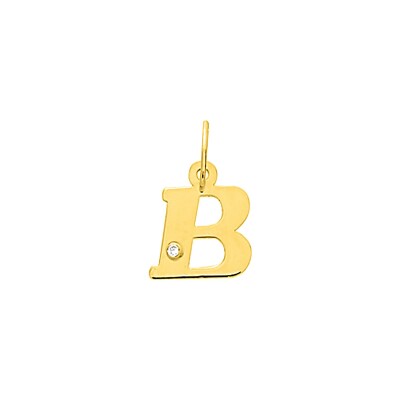 Pendentif initiale lettre B en or jaune et diamant 0.01ct