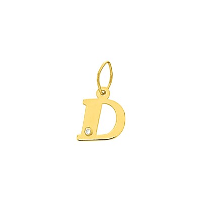 Pendentif initiale lettre D en or jaune et diamant 0.01ct