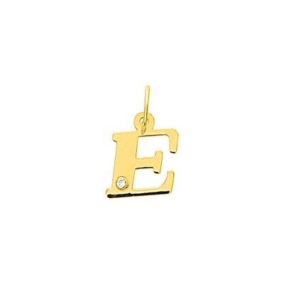 Pendentif initiale lettre E en or jaune et diamant 0.01ct