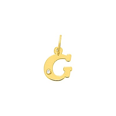 Pendentif initiale lettre G en or jaune et diamant 0.01ct
