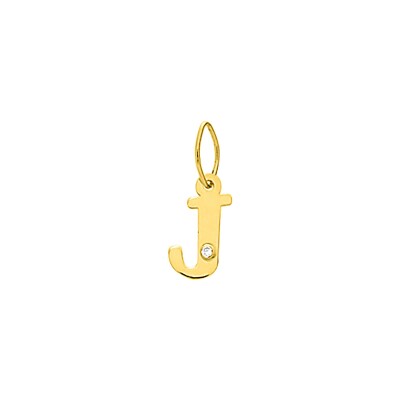 Pendentif initiale lettre J en or jaune et diamant 0.01ct