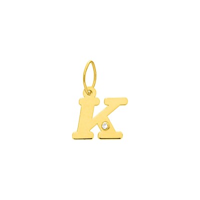 Pendentif initiale lettre K en or jaune et diamant 0.01ct