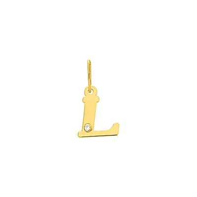 Pendentif initiale lettre L en or jaune et diamant 0.01ct