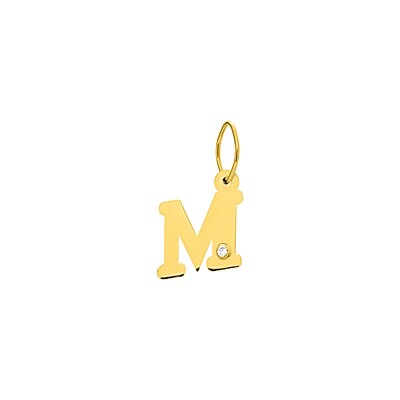 Pendentif initiale lettre M en or jaune et diamant 0.01ct