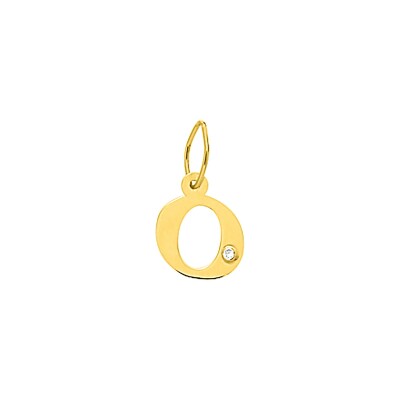 Pendentif initiale lettre O en or jaune et diamant 0.01ct