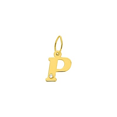 Pendentif initiale lettre P en or jaune et diamant 0.01ct
