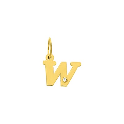 Pendentif initiale lettre W en or jaune et diamant 0.01ct