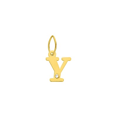 Pendentif initiale lettre Y en or jaune et diamant 0.01ct