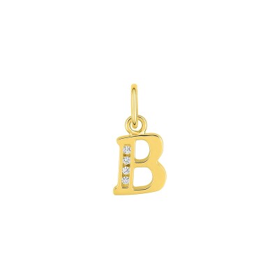 Pendentif initiale lettre B en or jaune et oxyde de zirconium