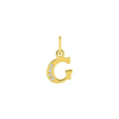 Pendentif initiale lettre G en or jaune et oxyde de zirconium