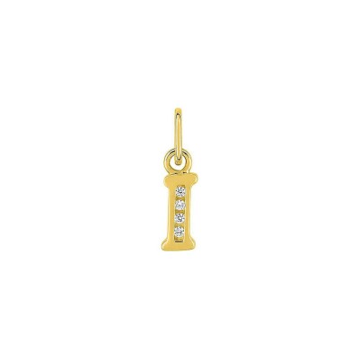 Pendentif initiale lettre I en or jaune et oxyde de zirconium