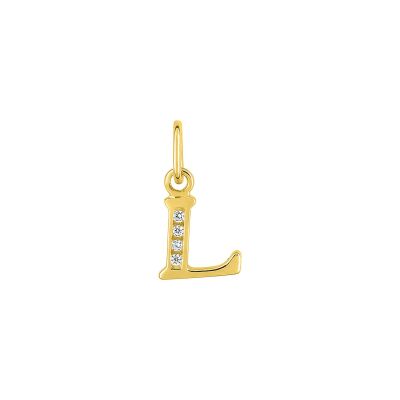 Pendentif initiale lettre L en or jaune et oxyde de zirconium
