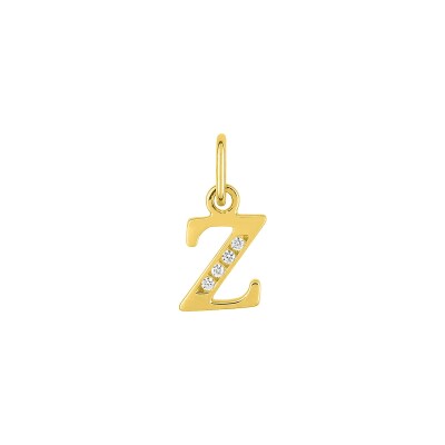Pendentif initiale lettre Z en or jaune et oxyde de zirconium