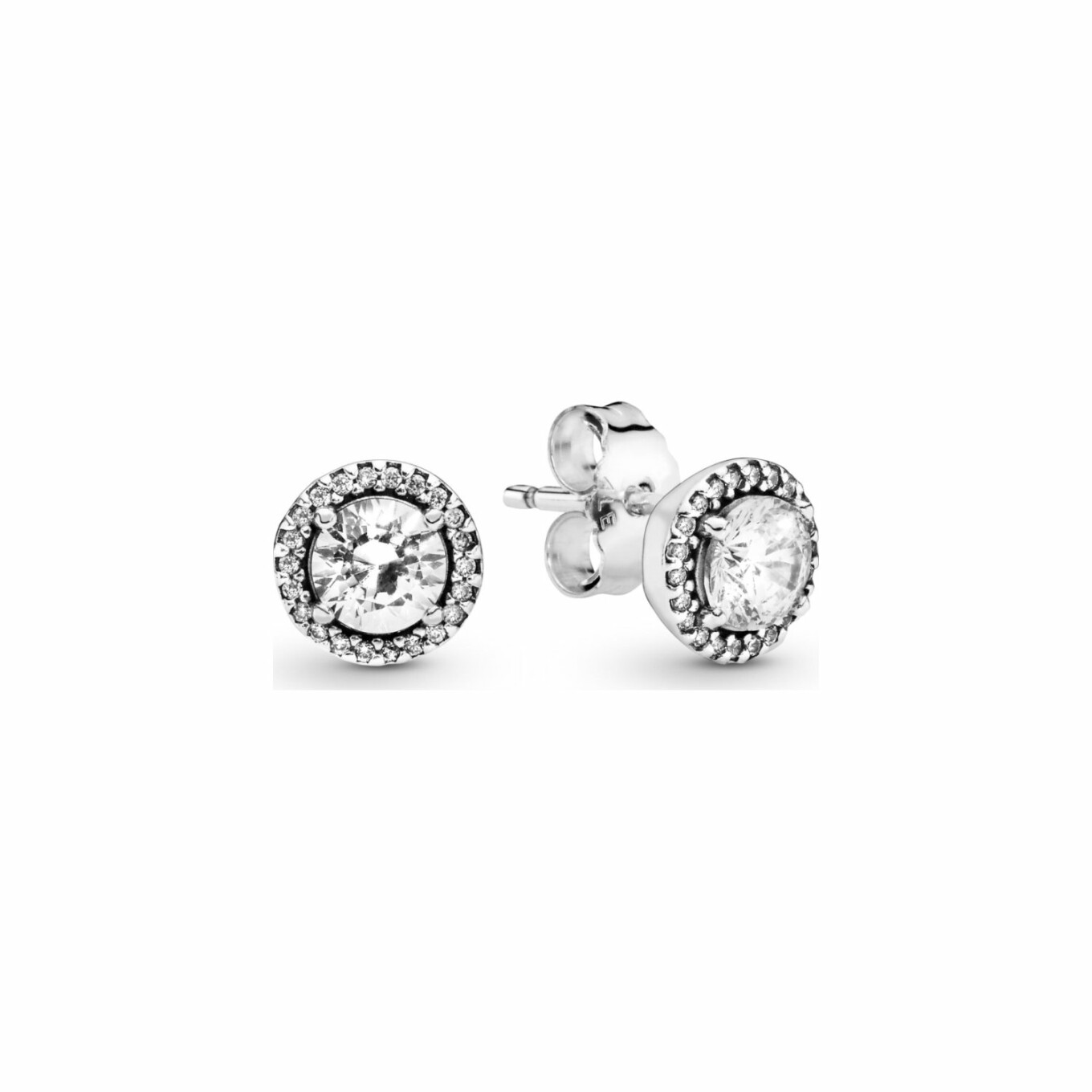 Boucles d'oreilles Pandora Timeless clous rond scintillant en argent et oxyde de zirconium