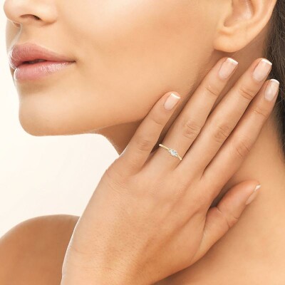 Bague en plaqué or et oxyde de zirconium