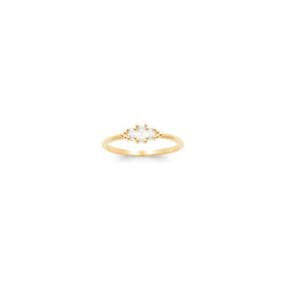 Bague en plaqué or et oxyde de zirconium