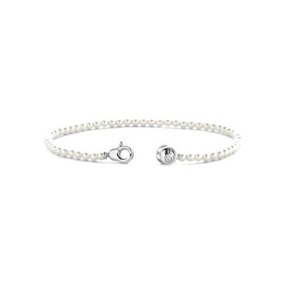 Bracelet Ti Sento en argent plaqué platine et perles, taille S