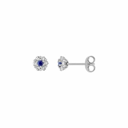 Boucles d'oreilles en or blanc, saphirs et oxydes de zirconium