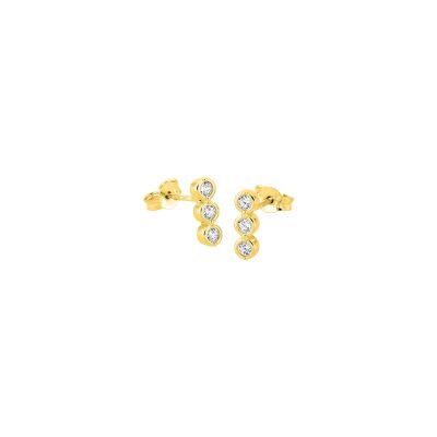 Boucles d'oreilles en or jaune et oxydes de zirconium