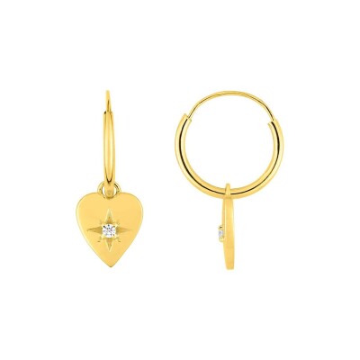 Boucles d'oreilles créoles en or jaune et oxydes de zirconium