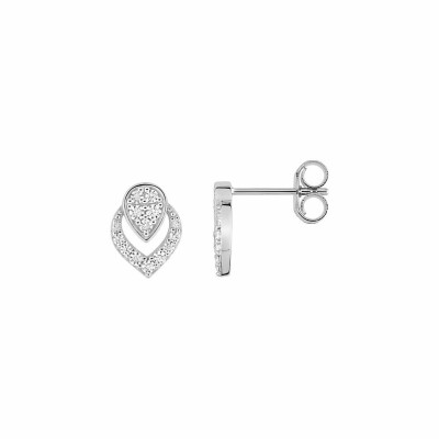 Boucles d'oreilles clous en or blanc et oxydes de zirconium