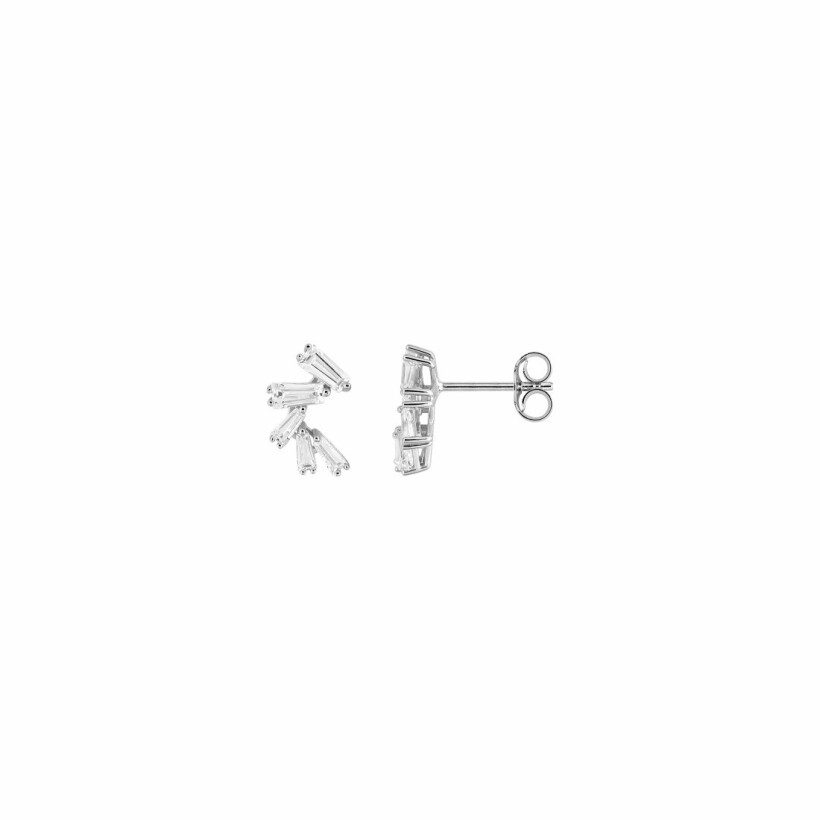 Boucles d'oreilles en or blanc et oxydes de zirconium