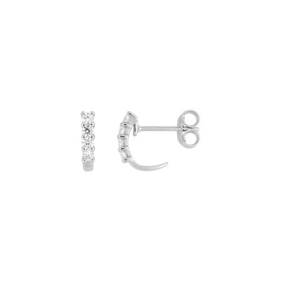 Boucles d'oreilles créoles en or blanc et oxydes de zirconium