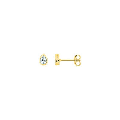 Boucles d'oreilles clous en or jaune et aquaprase