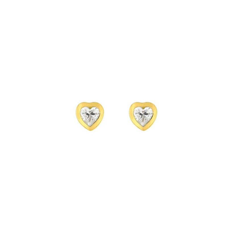 Puces d'oreilles en or jaune et oxydes de zirconium