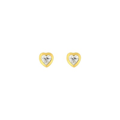 Puces d'oreilles en or jaune et oxydes de zirconium