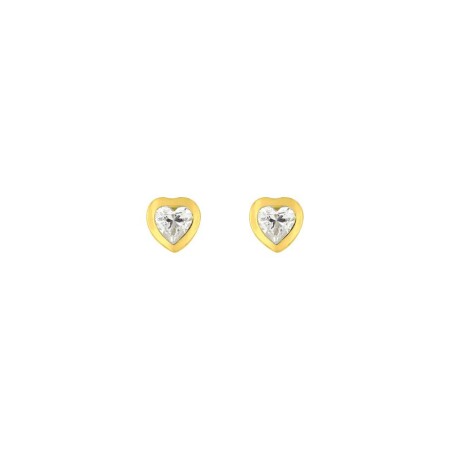 Puces d'oreilles en or jaune et oxydes de zirconium