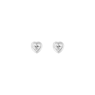 Puces d'oreilles en or blanc et oxydes de zirconium