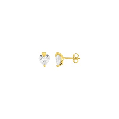 Puces d'oreilles en or jaune et oxydes de zirconium