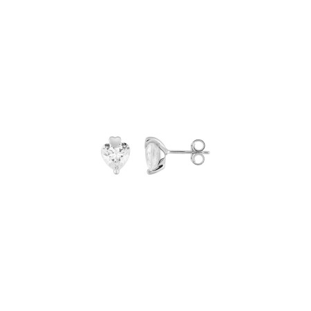 Puces d'oreilles en or blanc et oxydes de zirconium