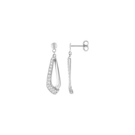 Boucles d'oreilles pendantes en or blanc et oxydes de zirconium