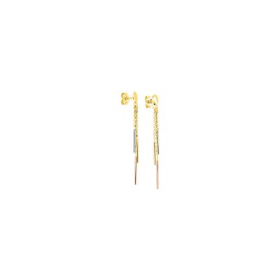 Boucles d'oreilles pendantes en or jaune rhodié