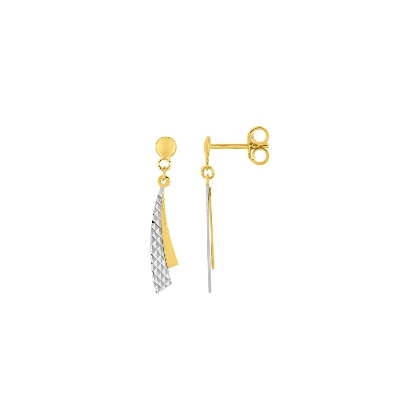 Boucles d'oreilles pendantes en or jaune rhodié