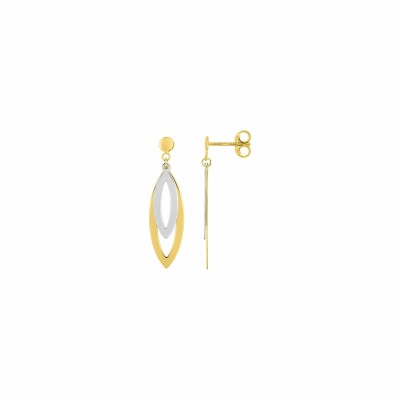 Boucles d'oreilles en or jaune et rhodium