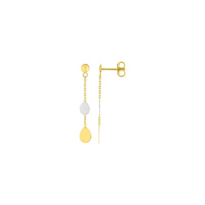 Boucles d'oreilles pendantes en or jaune rhodié