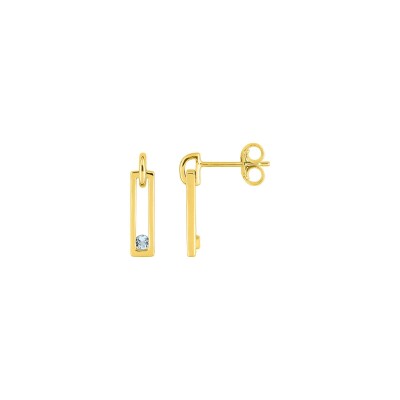 Clous d'oreilles en or jaune et topaze bleue