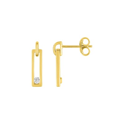 Boucles d'oreilles pendantes en or jaune et oxydes de zirconium