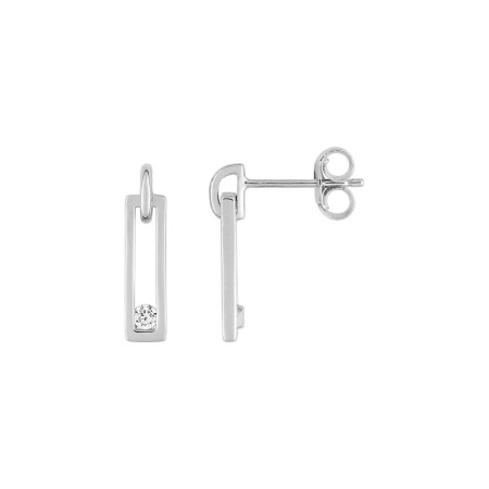 Boucles d'oreilles pendantes en or blanc et oxydes de zirconium