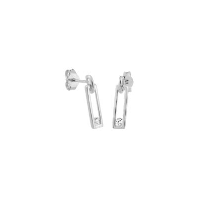 Boucles d'oreilles pendantes en or blanc et oxydes de zirconium