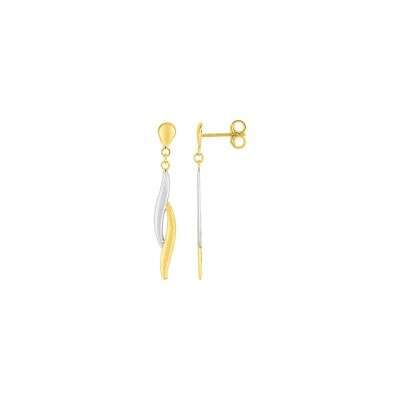 Boucles d'oreilles pendantes en or jaune rhodié