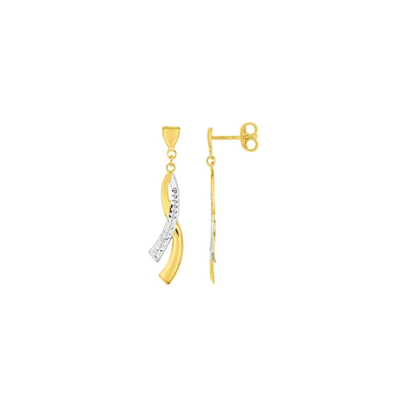 Boucles d'oreilles pendantes en or jaune rhodié