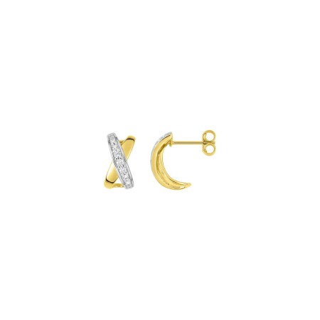 Boucles d'oreilles en or jaune rhodié et oxydes de zirconium