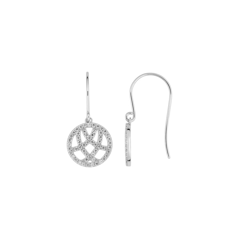 Boucles d'oreilles crochet en or blanc et oxydes de zirconium